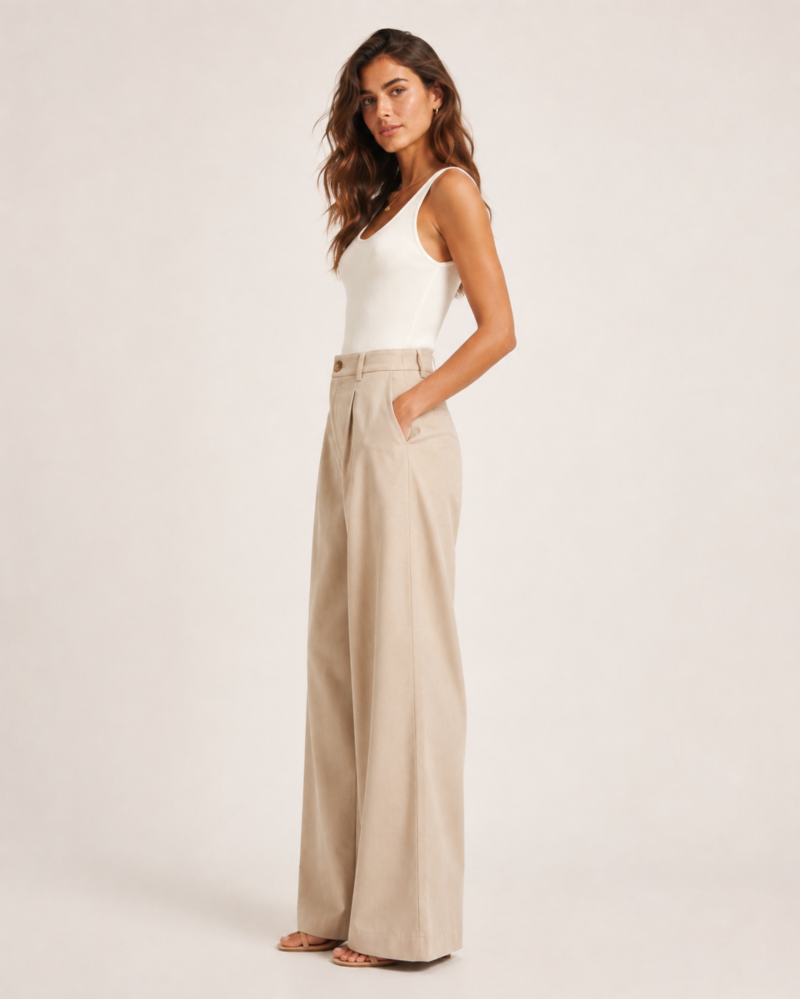 VIP-Navy High-Waisted Straight-Leg Pants