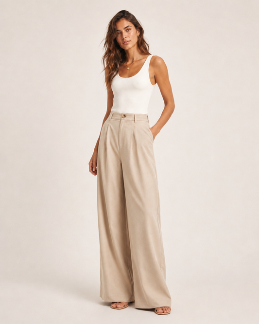 VIP-Navy High-Waisted Straight-Leg Pants