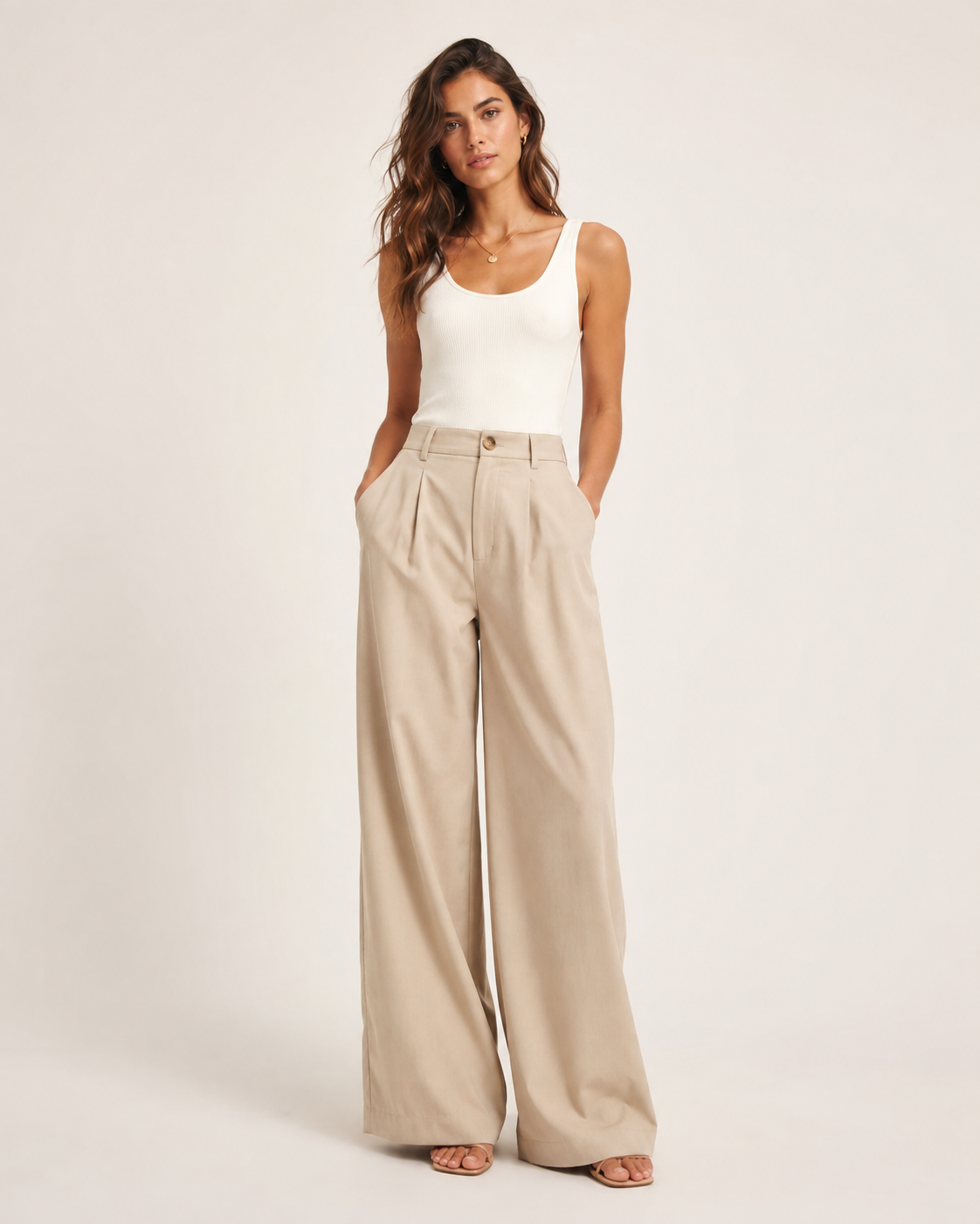 VIP-Navy High-Waisted Straight-Leg Pants
