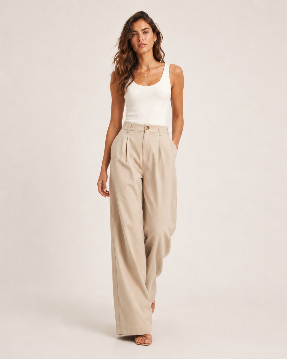 VIP-Navy High-Waisted Straight-Leg Pants