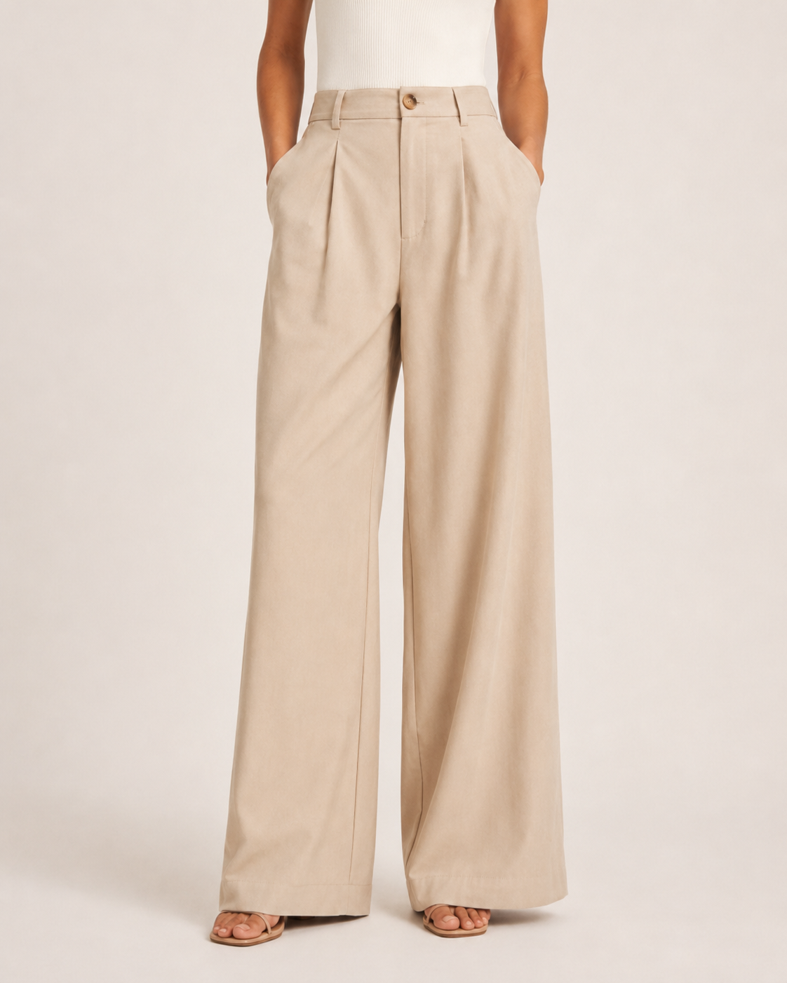 VIP-Navy High-Waisted Straight-Leg Pants
